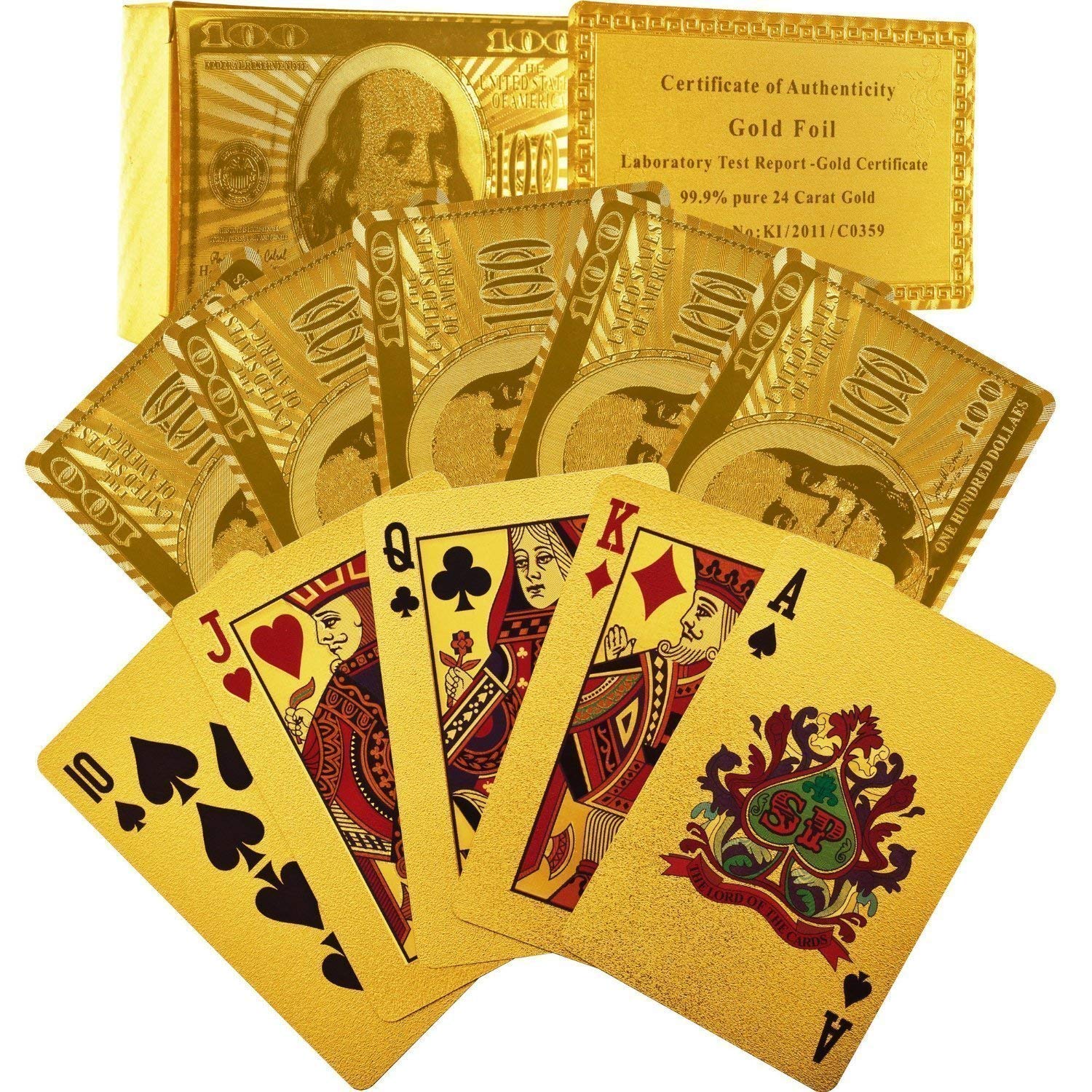 Niku Gold Plated Poker Playing Cards, Classic PVC Poker Table